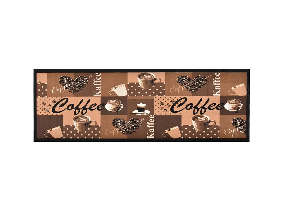 Tapis de cuisine lavable Marron café 60x300 cm QBH64138