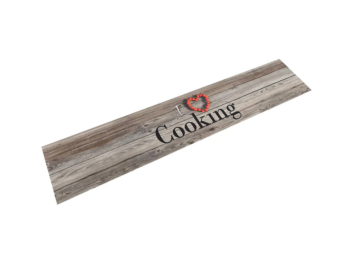 Keukenmat wasbaar cooking-print 60x300 cm fluweel grijs NL313830