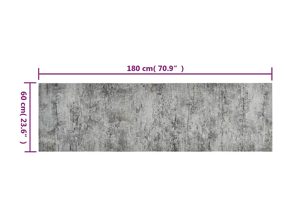 Tapis de cuisine lavable impression béton 60x180 cm velours QBH53277