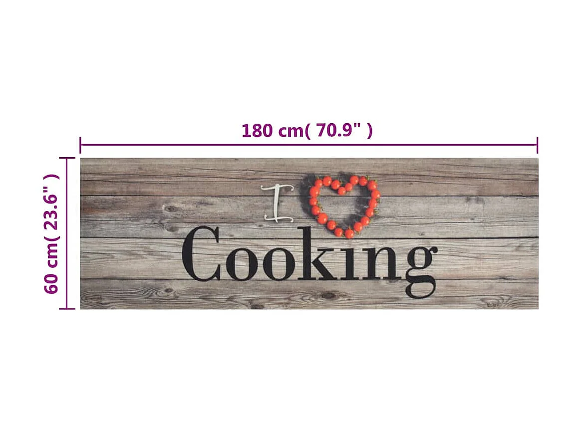 Tapis de cuisine lavable impression cuisine gris 60x180 cm QBH35541