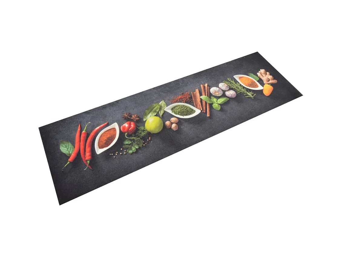 Tapis de cuisine lavable impression d'épices 45x150 cm velours QBH20310