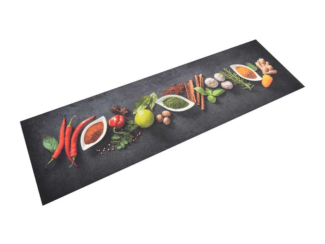 Tapis de cuisine lavable impression d'épices 45x150 cm velours QBH20310