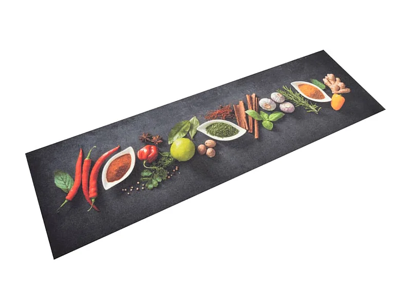 Tapis de cuisine lavable impression d'épices 45x150 cm velours QBH20310