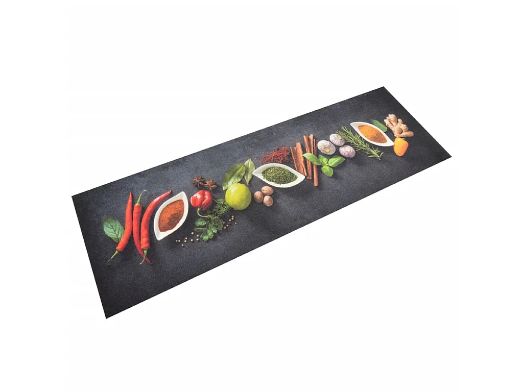 Tapis de cuisine lavable impression d'épices 60x180 cm velours QBH25484