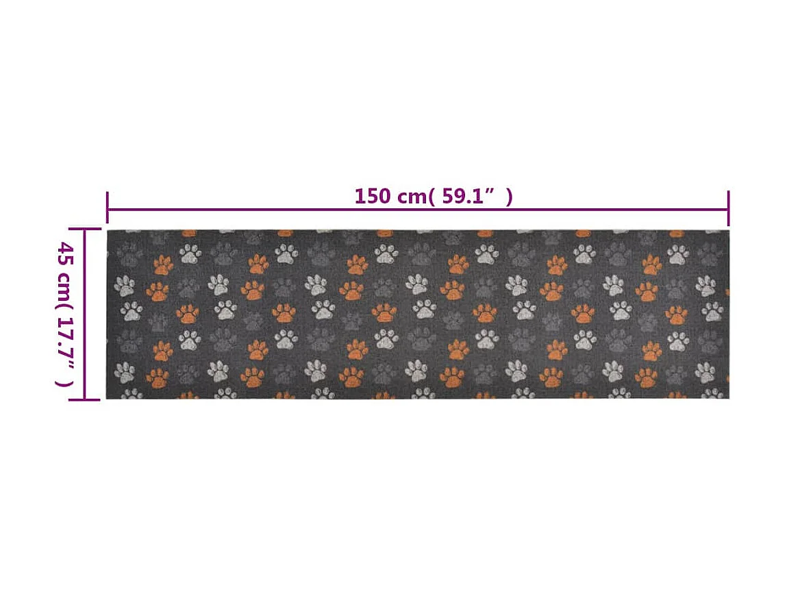 Tapis de cuisine lavable impression de pattes 45x150 cm velours QBH31580