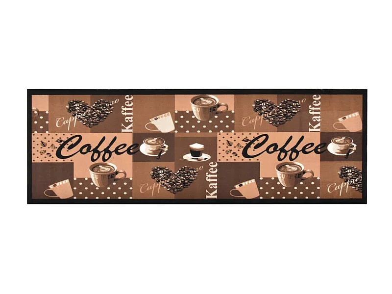 Tapis de sol de cuisine lavable Marron café 45x150 cm QBH62492