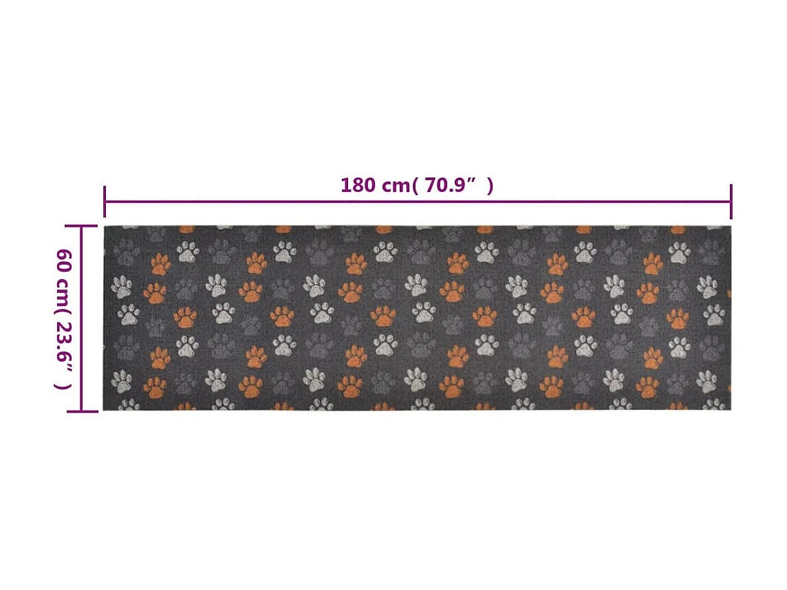 Alfombra de cocina lavable terciopelo dibujo de patas 60x180 cm ES974397