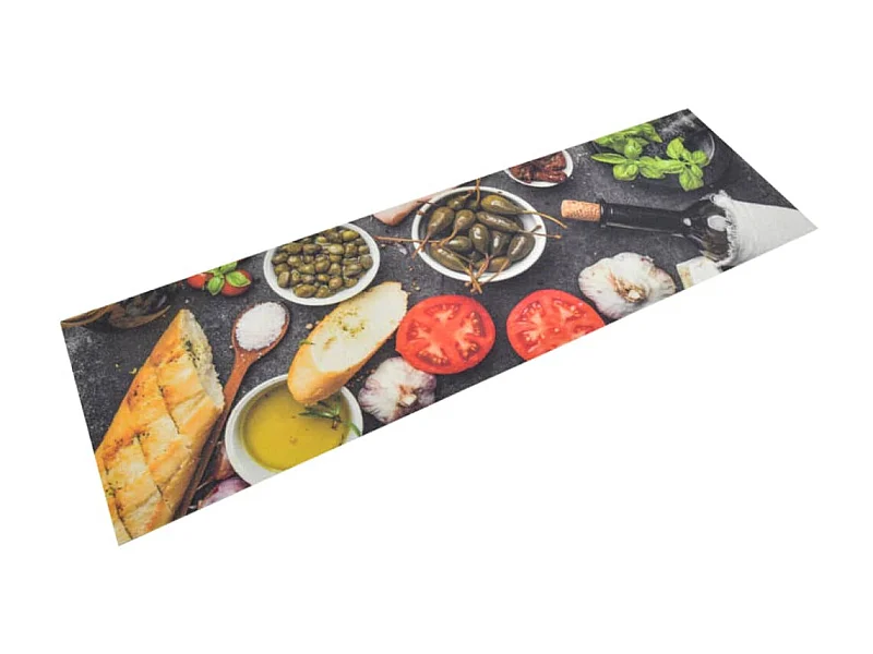 Tapete de cozinha lavável 45x150 cm veludo padrão vinho/jantar PT308093