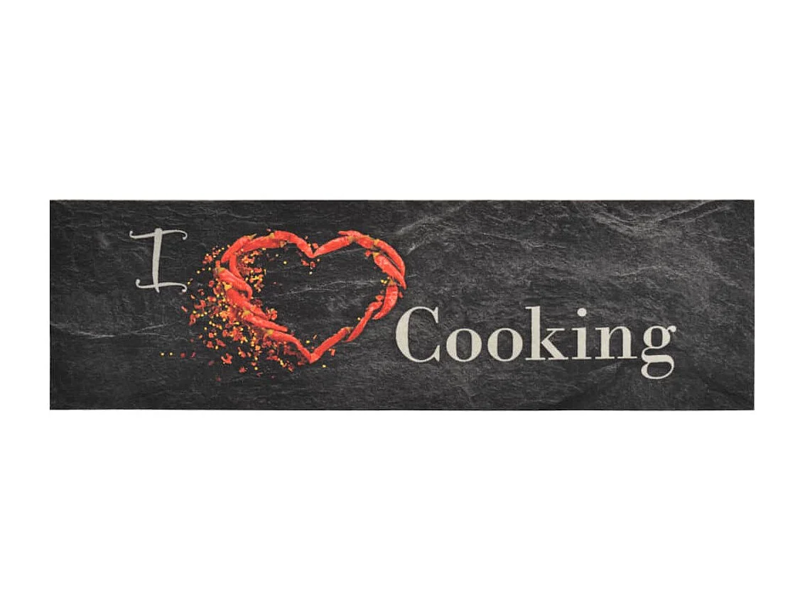 Tapis de cuisine lavable impression cuisine noir 45x150 cm QBH29049