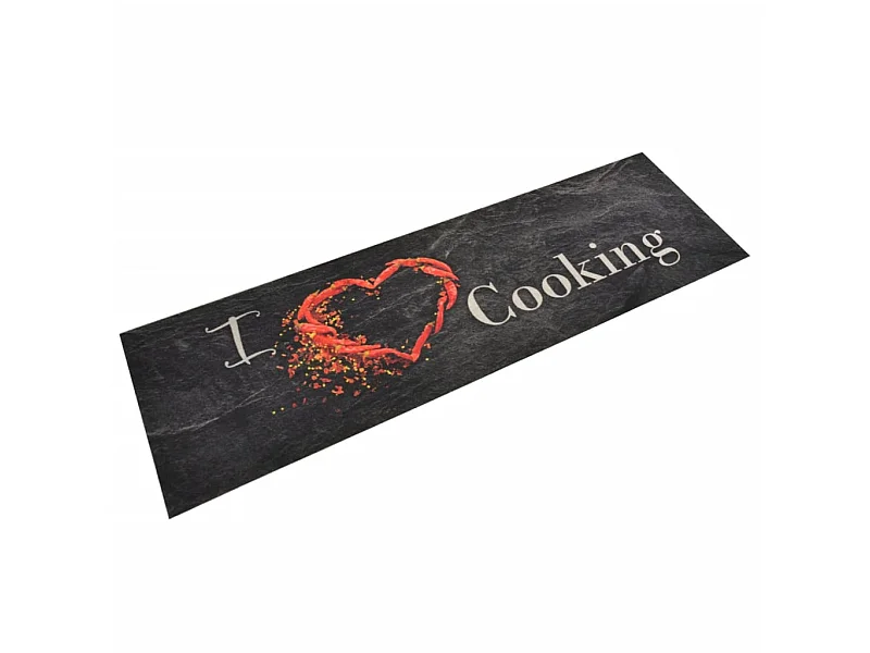 Tapis de cuisine lavable impression cuisine noir 45x150 cm QBH29049