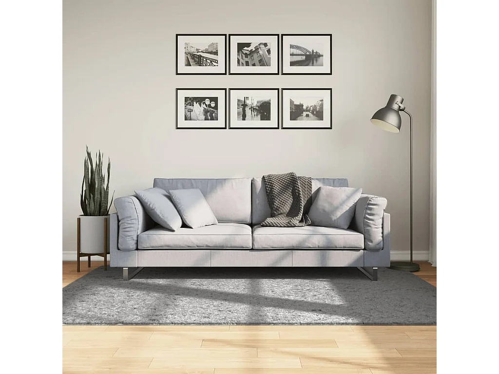 Tapis shaggy à poils longs moderne gris 140x200 cm QBH66838