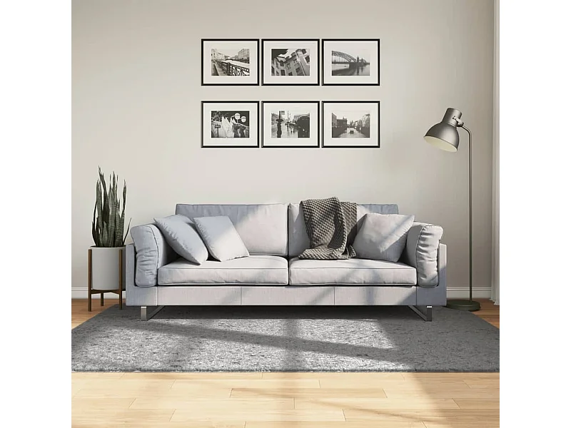 Tapis shaggy à poils longs moderne gris 140x200 cm QBH66838