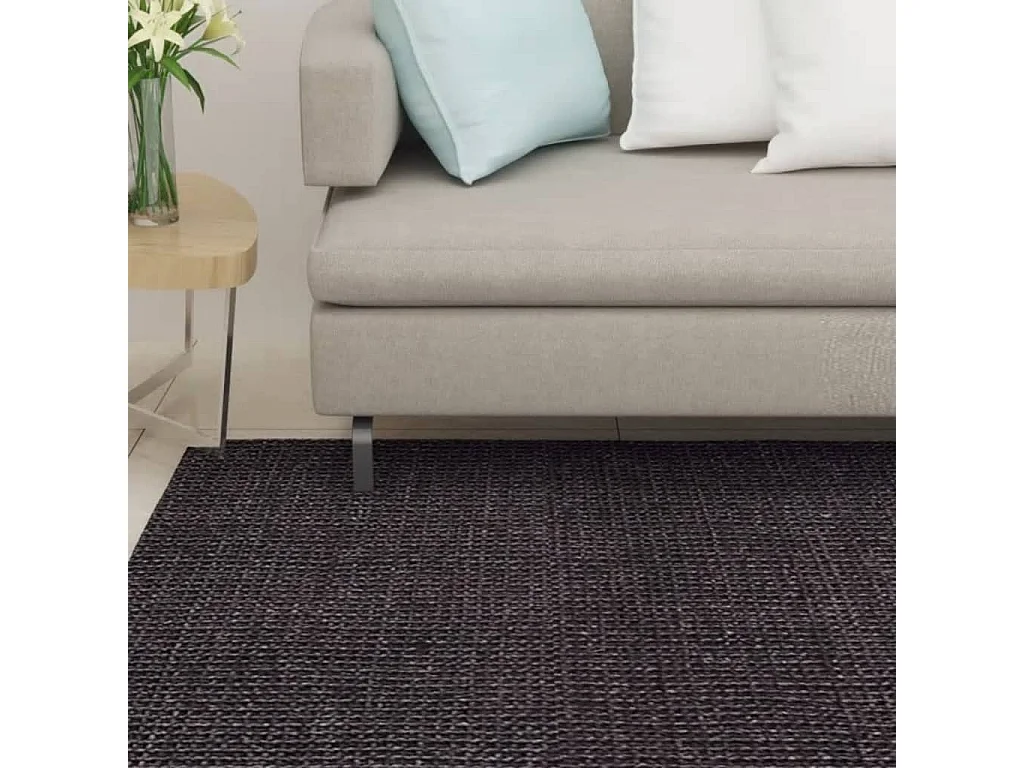 Tapis Sisal naturel 66x350 cm Noir QBH94593