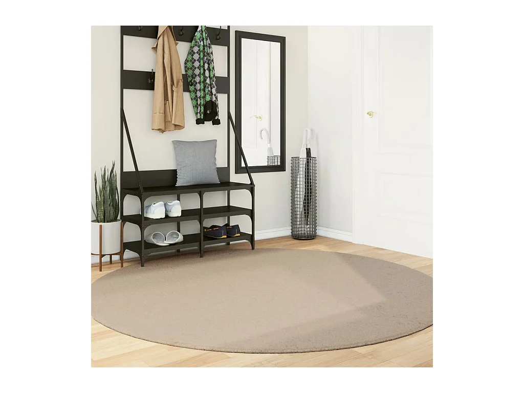Tapis HUARTE à poils courts doux et lavable sable Ø 200 cm QBH70153