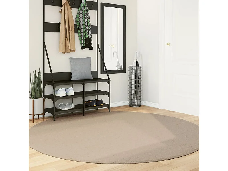 Tapis HUARTE à poils courts doux et lavable sable Ø 200 cm QBH70153