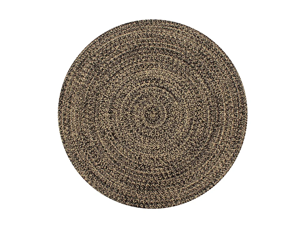 Tapis fait à la main Jute Noir et naturel 90 cm QBH99092