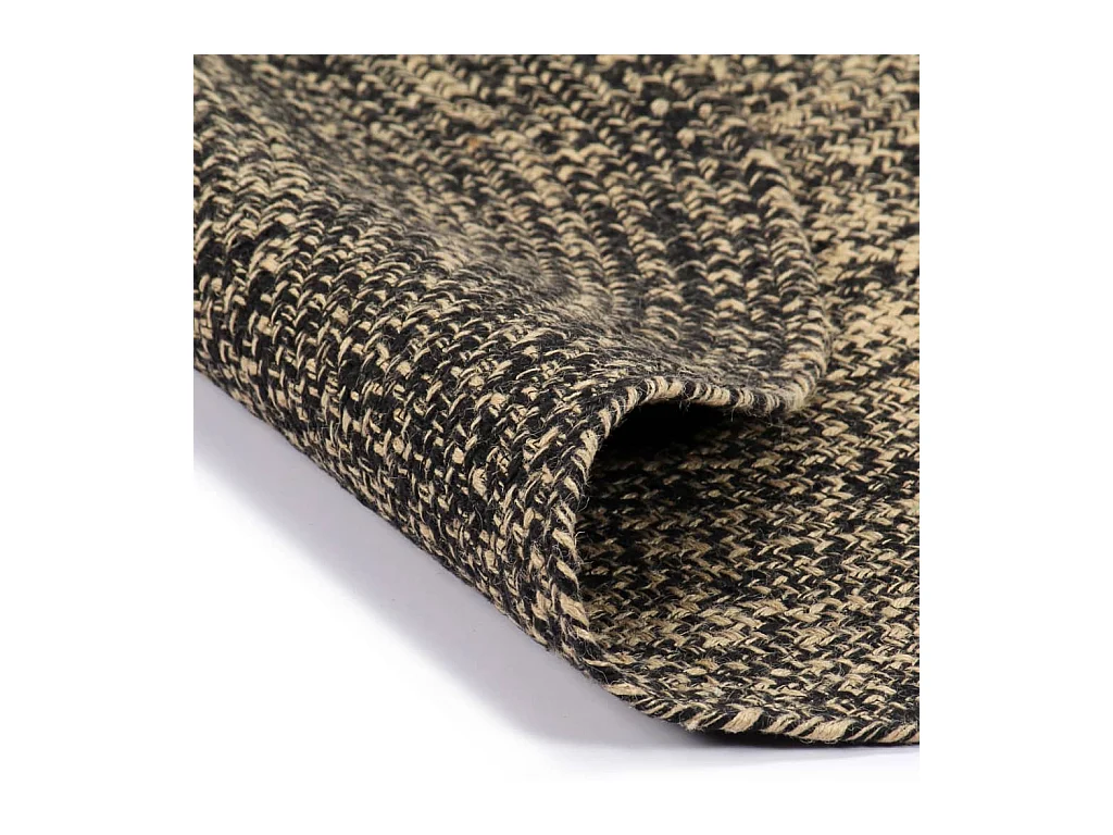 Tapis fait à la main Jute Noir et naturel 90 cm QBH99092