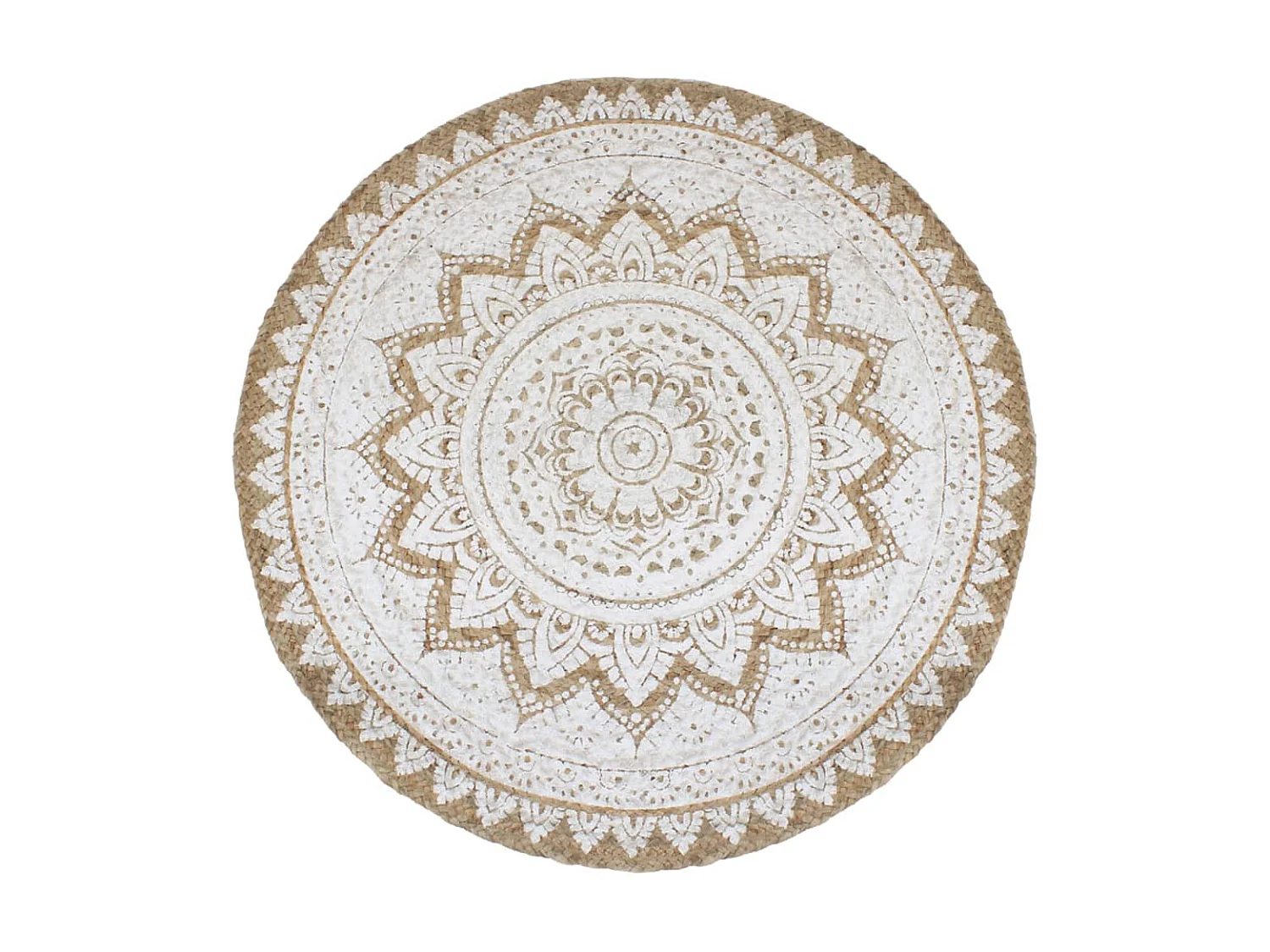 Tapis de sol Jute tressée imprimée 180 cm Rond QBH11527