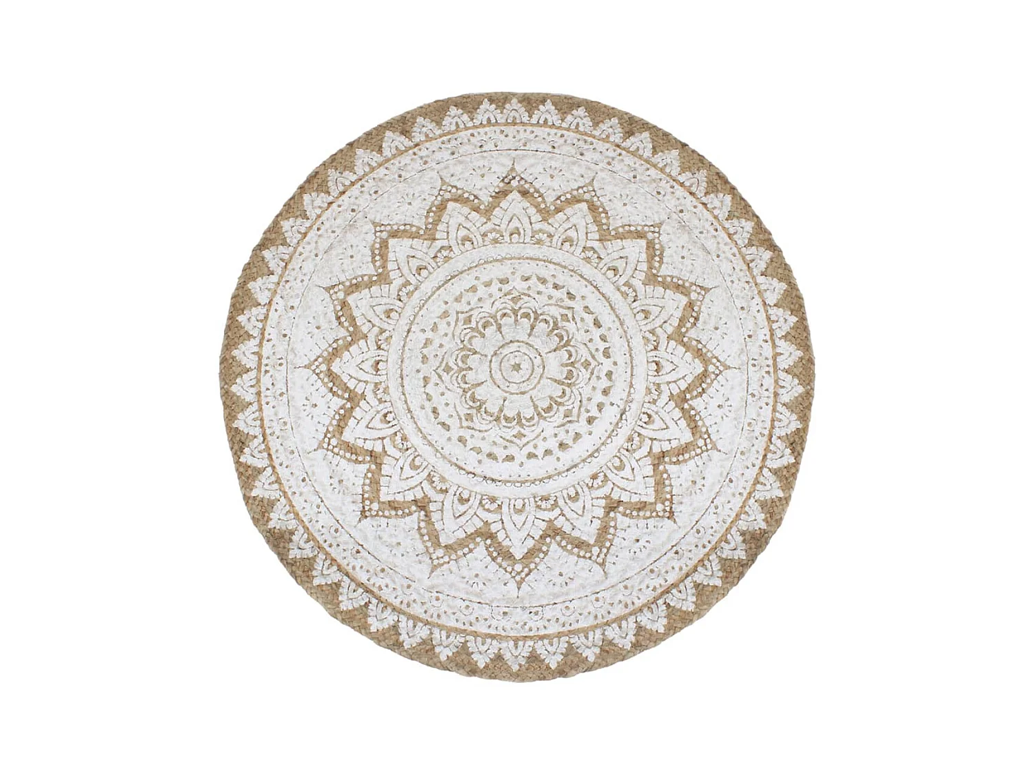 Tapis de sol Jute tressée imprimée 180 cm Rond QBH11527