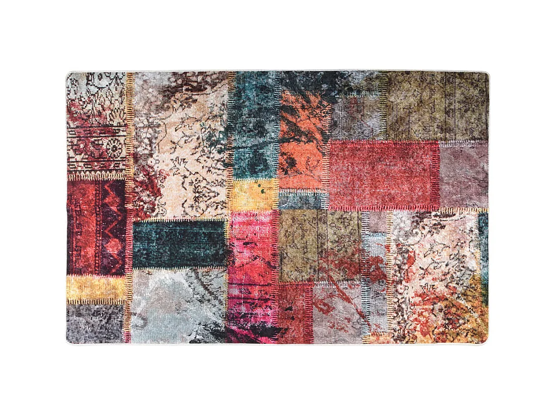 Tapis lavable antidérapant Patchwork 80x150 cm Multicolore QBH78291
