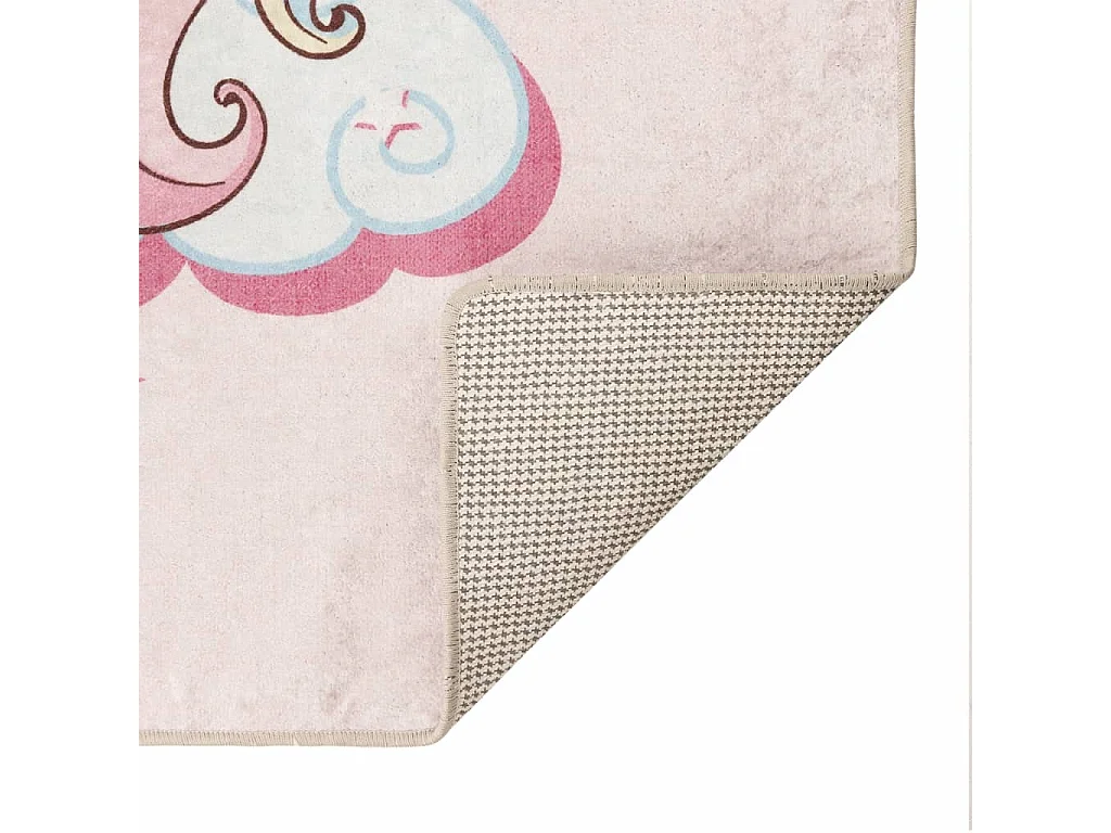 Tapis enfants rose 160x230 cm licorne antidérapant lavable QBH22959