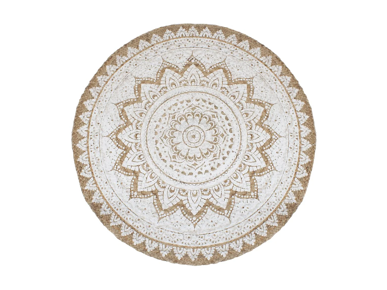 Tapis de sol Jute tressée imprimée 210 cm Rond QBH56337