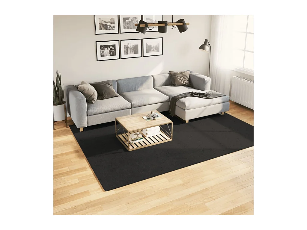 Tapis HUARTE à poils courts doux et lavable noir 200x280 cm QBH69761
