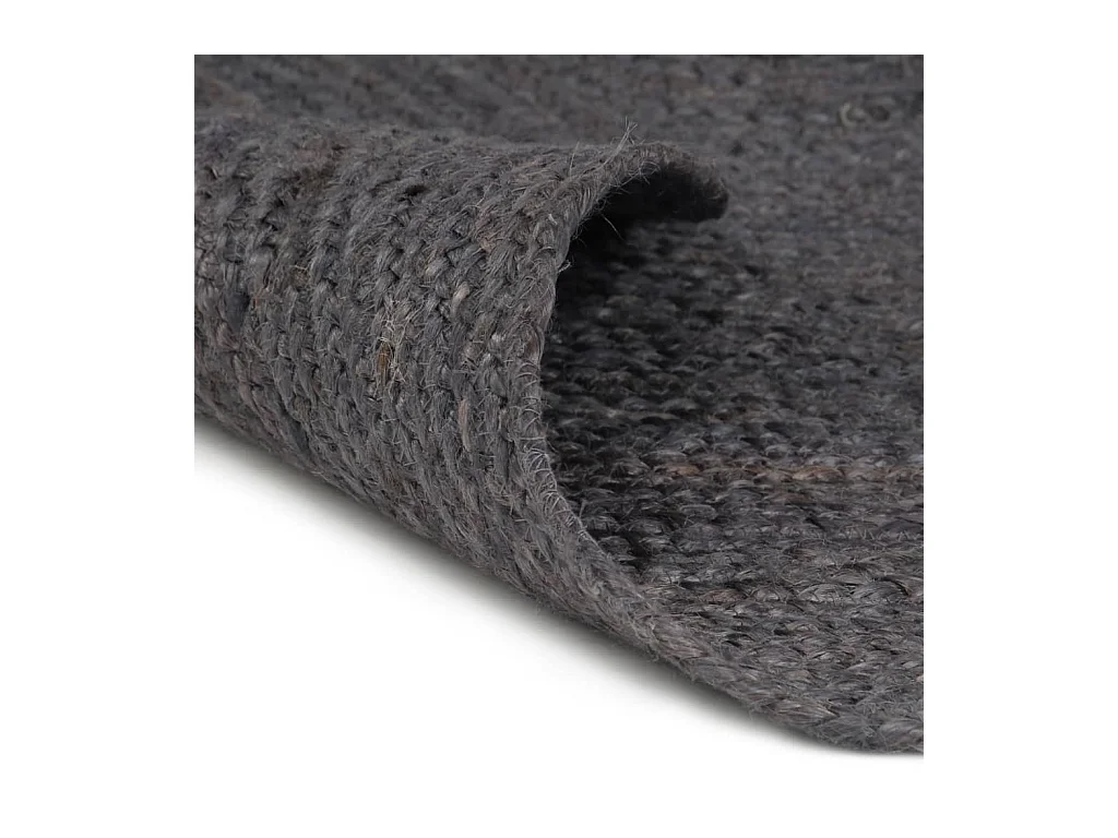 Alfombra de yute tejida a mano redonda gris oscuro 210 cm ES46783