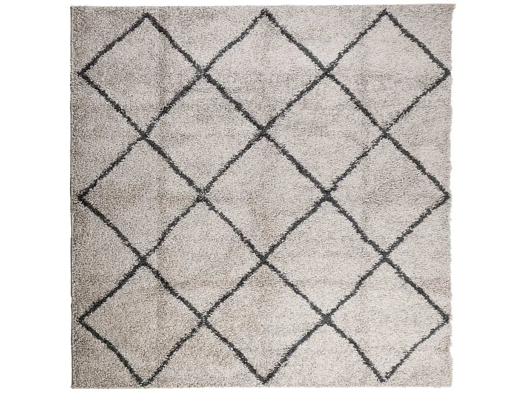 Alfombra pelo largo moderna PAMPLONA beige antracita 120x120 cm ES15829