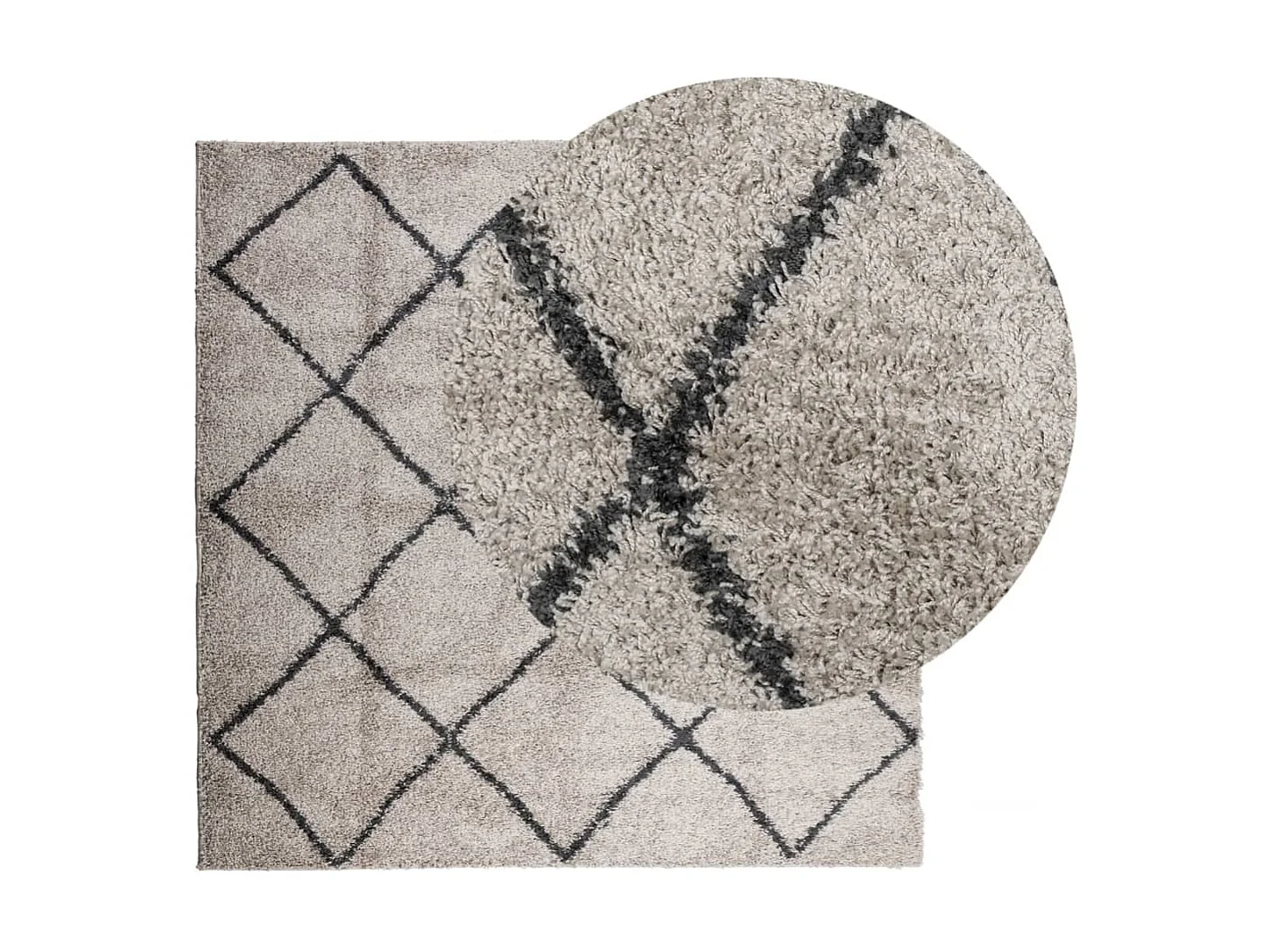 Alfombra pelo largo moderna PAMPLONA beige antracita 120x120 cm ES15829