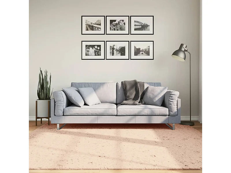 Tapete pelo curto macio e lavável HUARTE 200x200 cm rosa-pálido PT210721