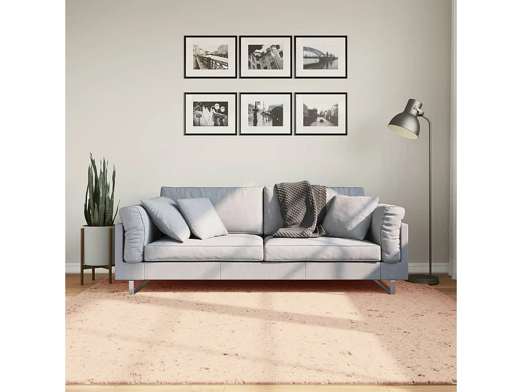 Vloerkleed HUARTE laagpolig zacht wasbaar 200x200 cm roze NL965133