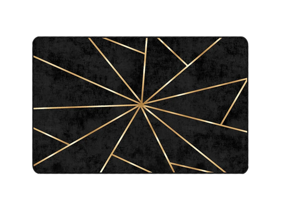 Vloerkleed wasbaar anti-slip 190x300 cm zwart en goudkleurig NL619412