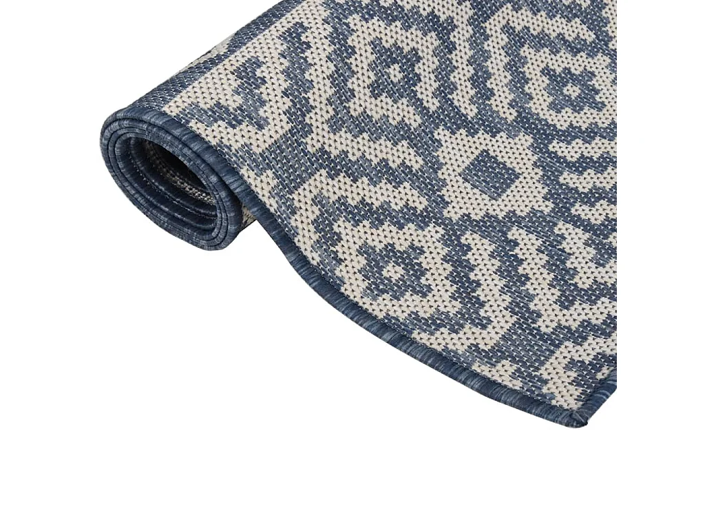 Tapis à tissage plat d'extérieur 160x230 cm Rayures bleues QBH38023