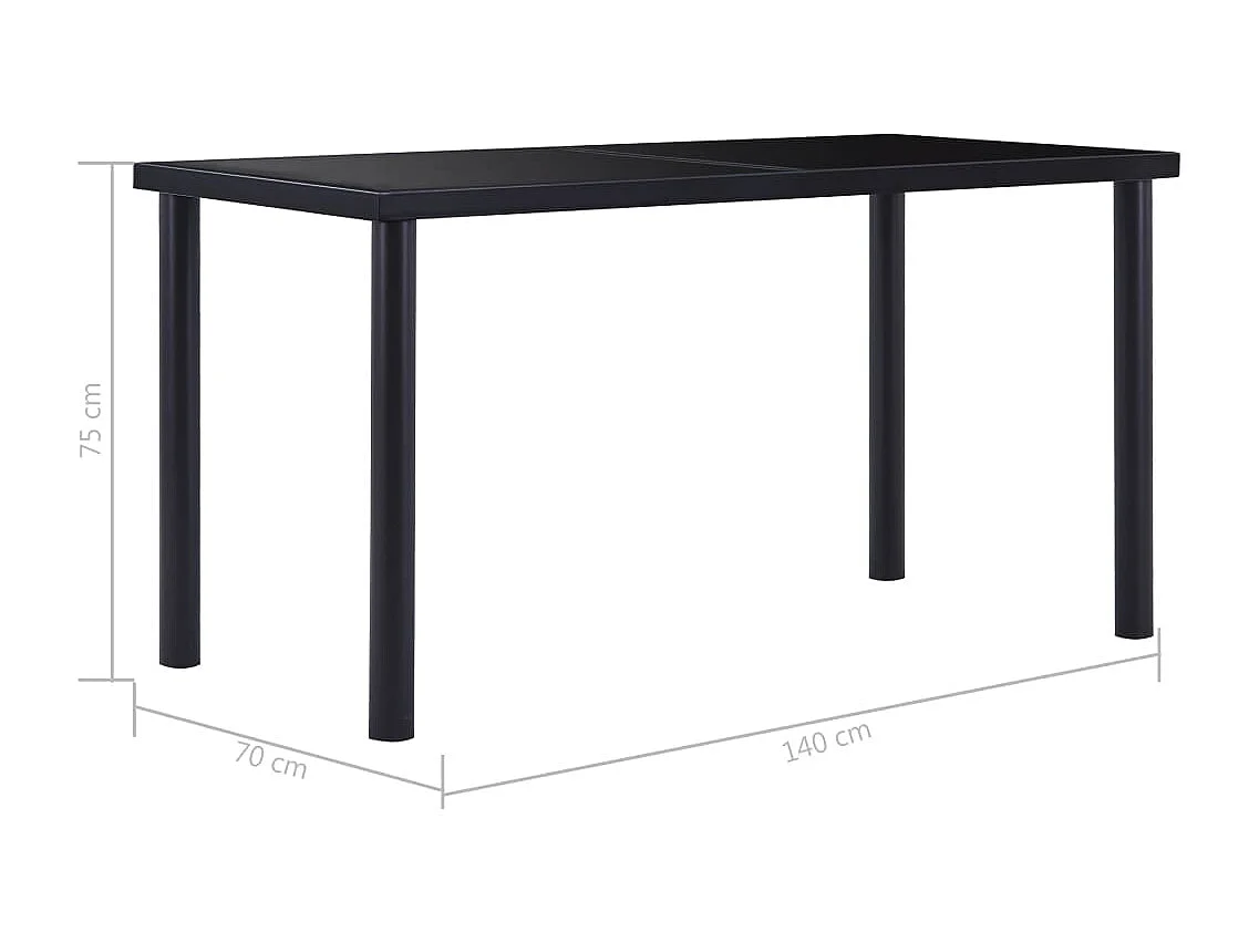 Table de salle à manger Noir 140x70x75 cm Verre trempé GHR59772
