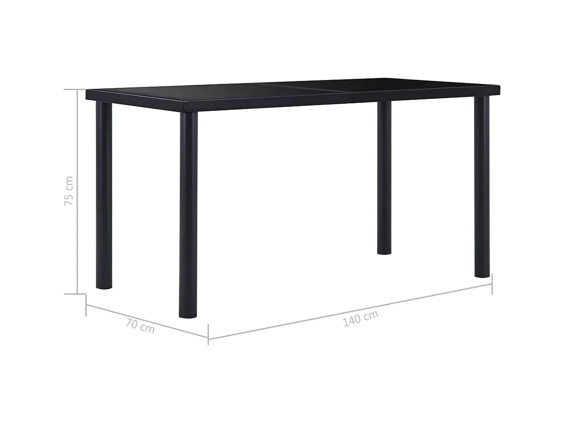 Eettafel 140x70x75 cm gehard glas zwart NL213886