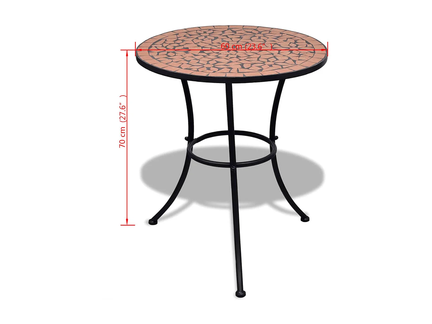 Table de bistro Terre cuite 60 cm Mosaïque GHR67146