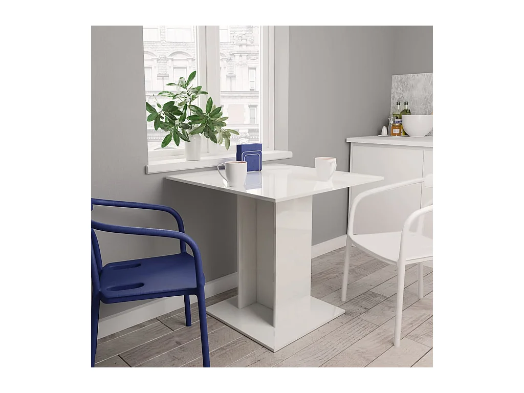 Eettafel 80x80x75 cm bewerkt hout hoogglans wit NL662538