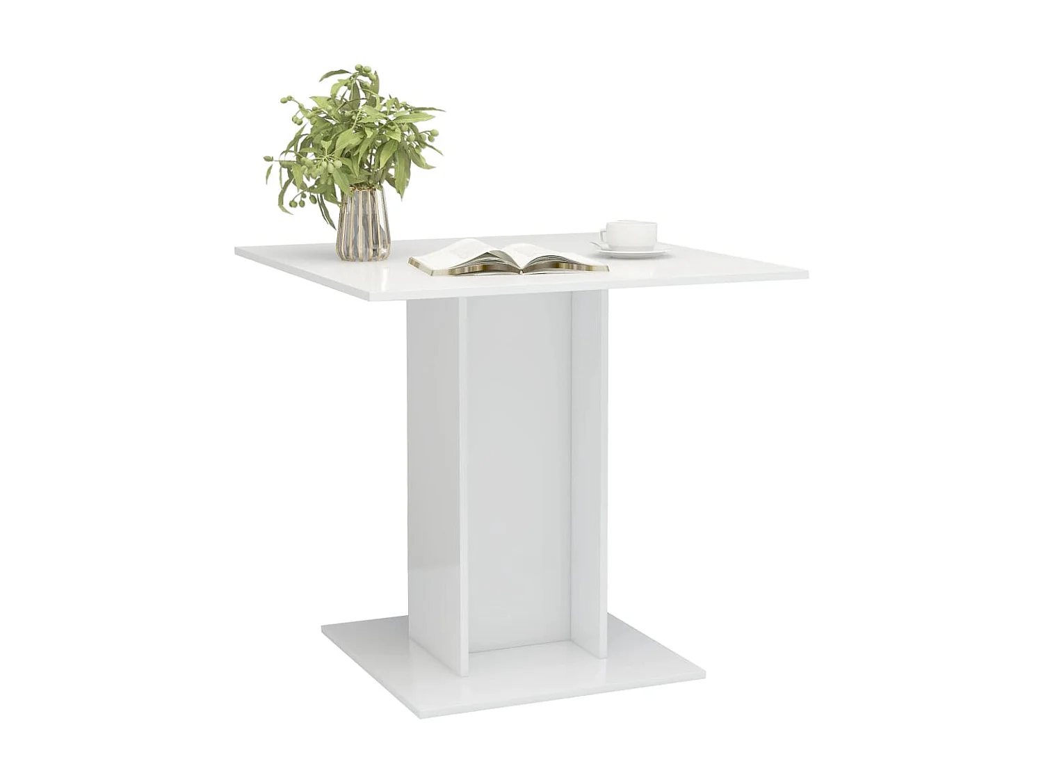 Eettafel 80x80x75 cm bewerkt hout hoogglans wit NL662538