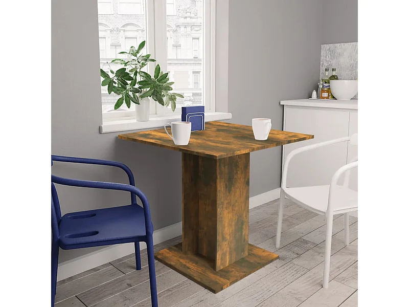 Mesa de comedor madera contrachapada roble ahumado 80x80x75 cm ES181475