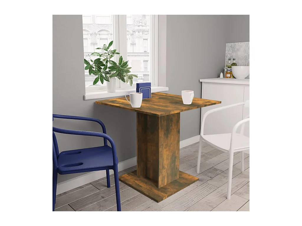 Table à dîner Chêne fumé 80x80x75 cm Bois d'ingénierie GHR45631