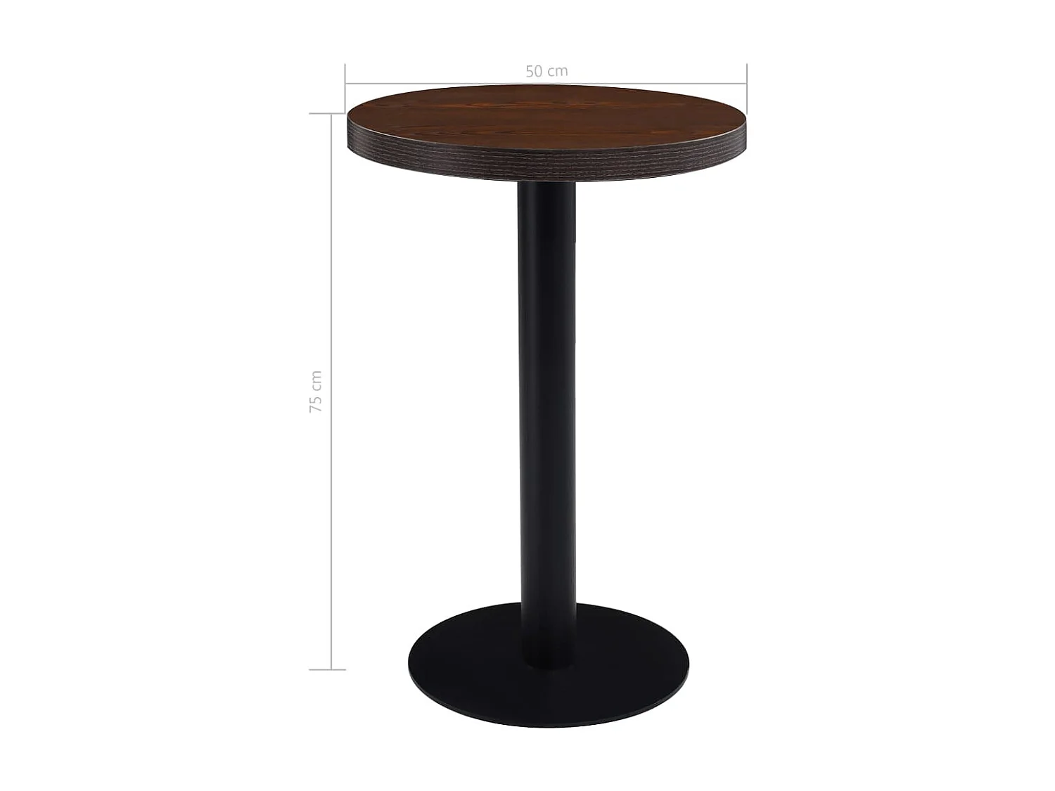 Mesa bistrô 50 cm MDF castanho-escuro PT698182