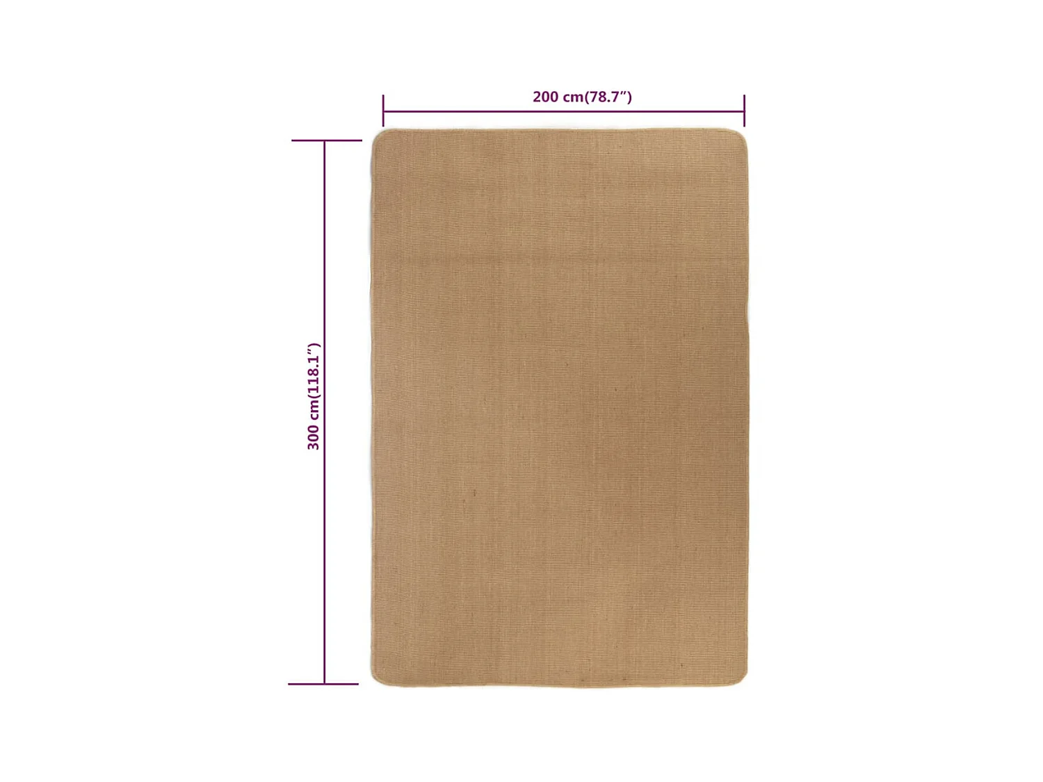 Tapis en jute avec endos en latex 200x300 cm QBH91953