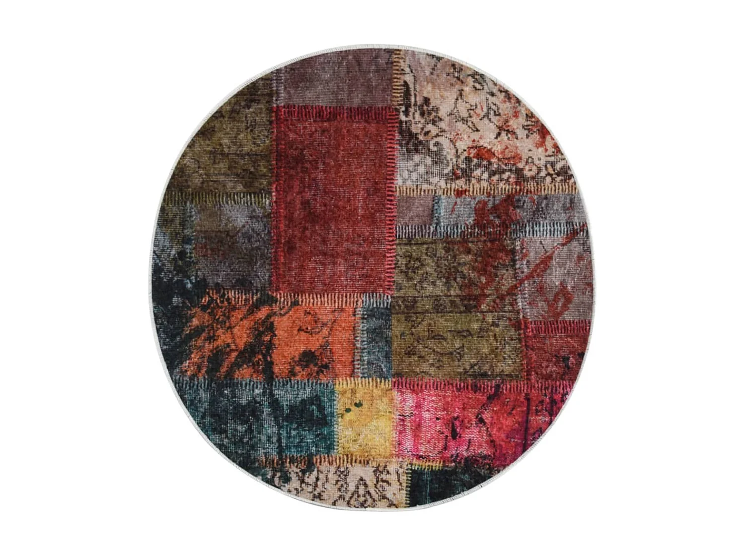 Tapis lavable antidérapant Patchwork φ120 cm Multicolore QBH99963