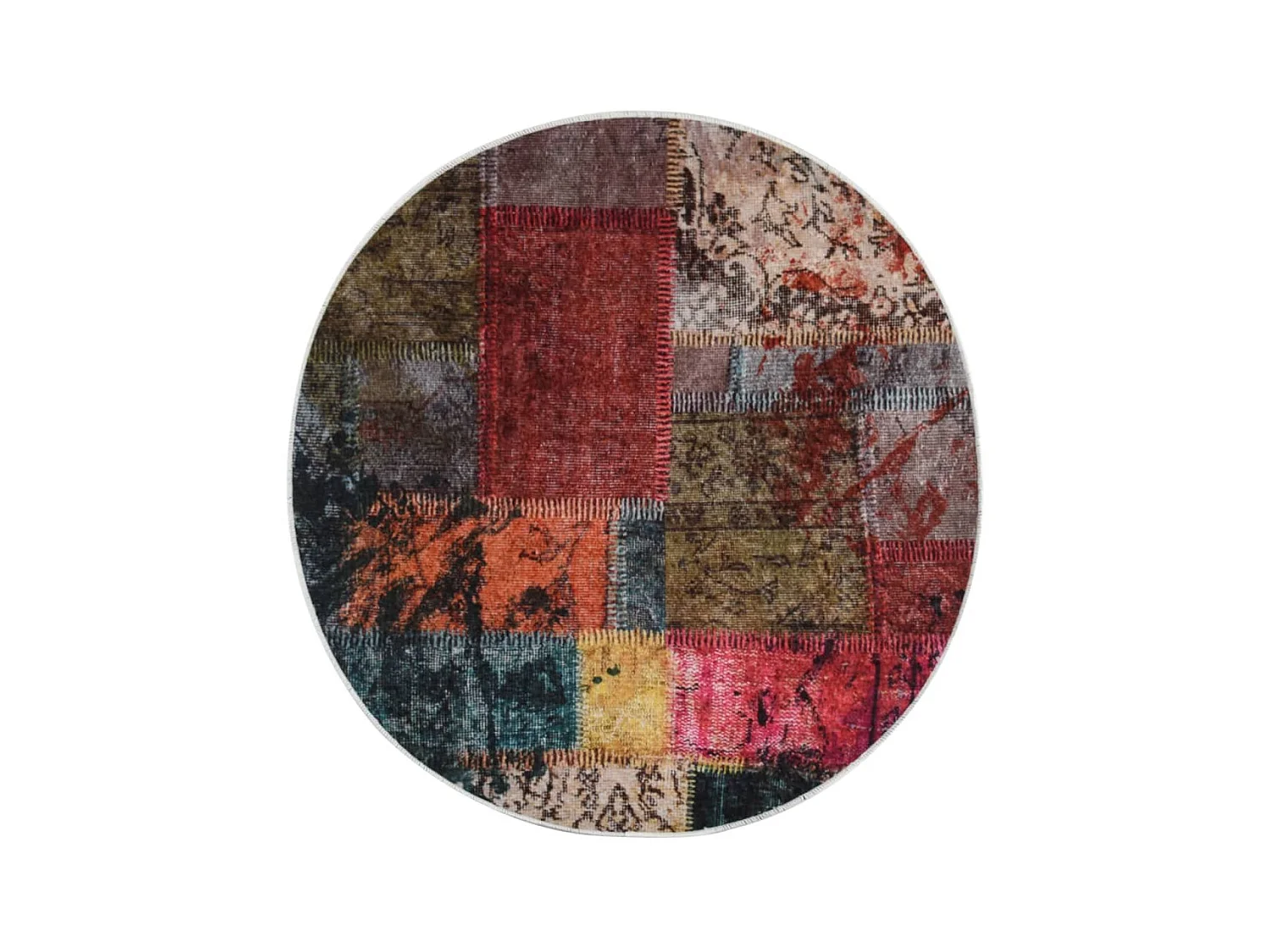 Tapis lavable antidérapant Patchwork φ120 cm Multicolore QBH99963