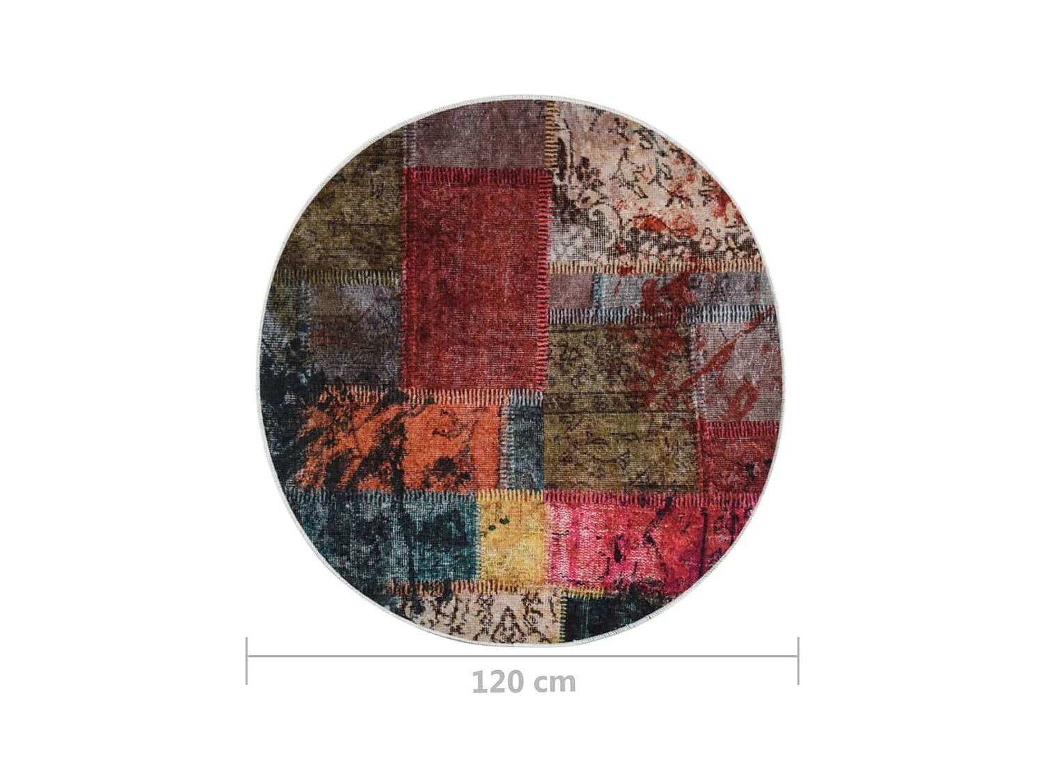 Alfombra lavable patchwork antideslizante multicolor φ120 cm ES78443
