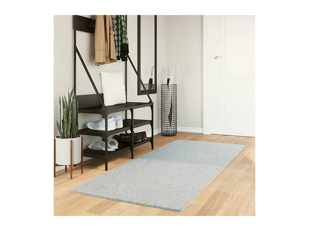 Tapis HUARTE à poils courts doux et lavable bleu 80x200 cm QBH83958