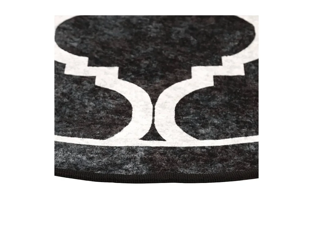 Vloerkleed wasbaar anti-slip Ø 120 cm zwart en wit NL127126