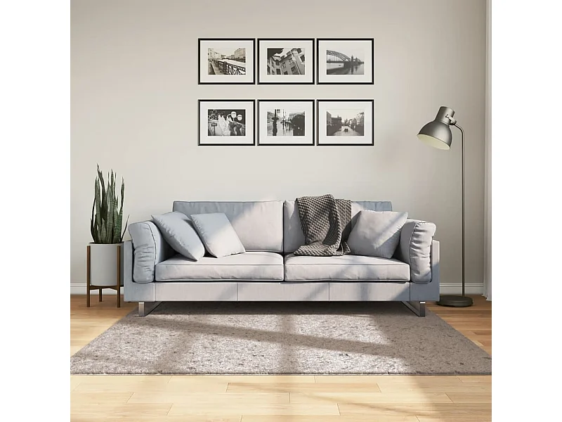 Tapis shaggy à poils longs moderne beige 160x160 cm QBH99172