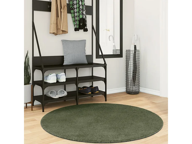 Alfombra pelo corto suave lavable HUARTE verde bosque Ø 120 cm ES13683